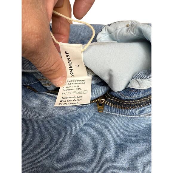 NWT!! "COMMENSE" WOMEN'S JEANS WIDE LEG BAGGY LIGHT COLOR SZ L TWEEN GRUNGE - Picture 5 of 10